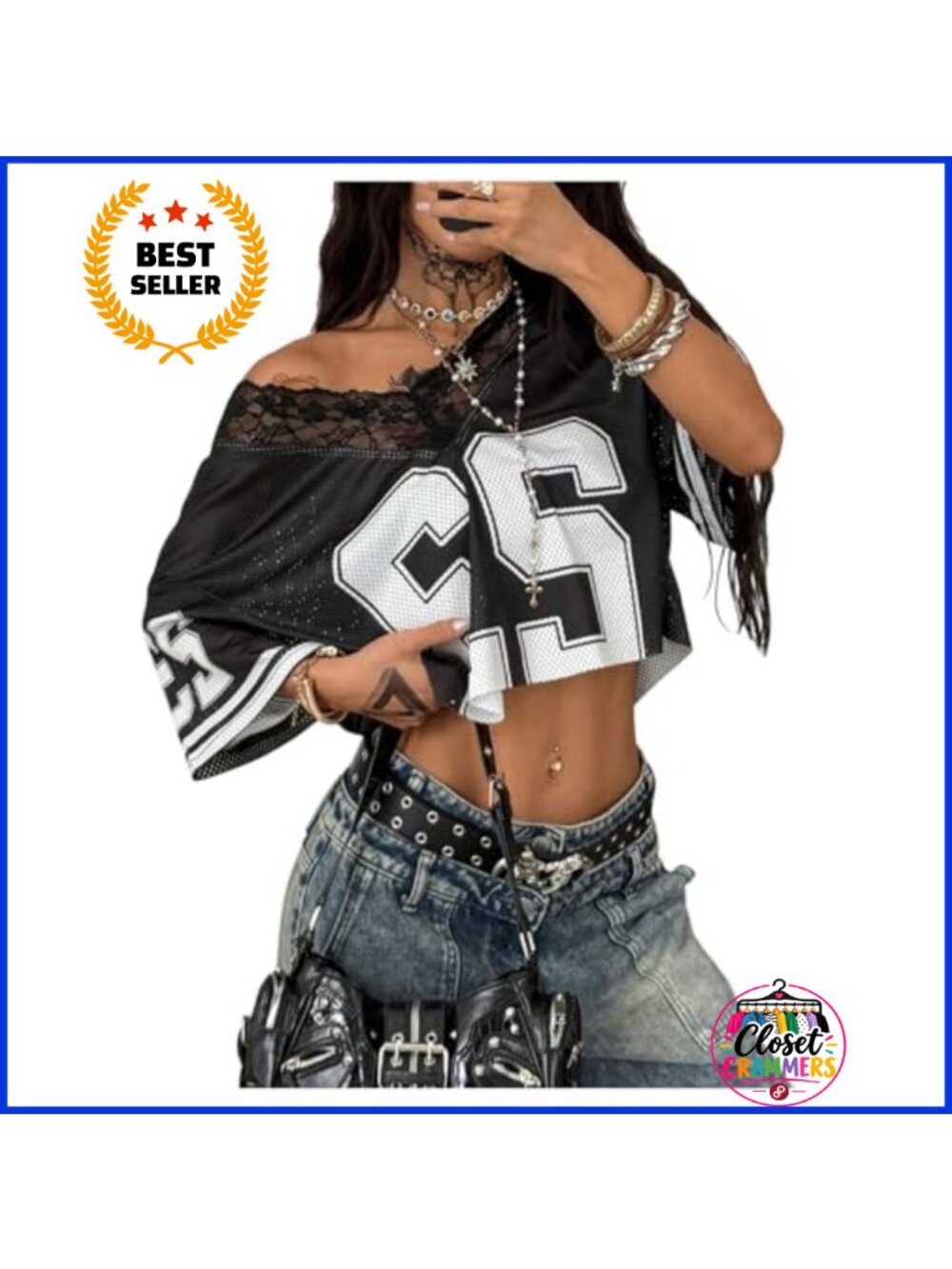 Lace Mesh V Neck Off Shoulder Crop Top Short Sleeve Y2K Streetwear
